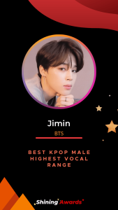Jimin Best Kpop Male Highest Vocal Range Shining Awards
