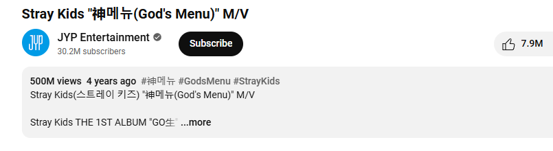 Stray Kids' "God’s Menu" Music Video Surpasses 500 Million Views on YouTube 3 Gods Menu Stray Kids 500m Views