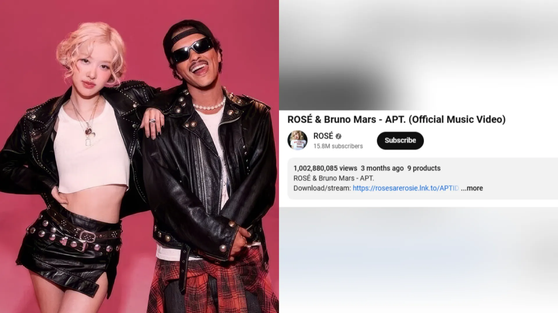 Rosé and Bruno Mars’ “APT.” Smashes Records as Fastest MV by Asian Act to Hit 1 Billion Views 1 ROSE APT 1 Billion Views