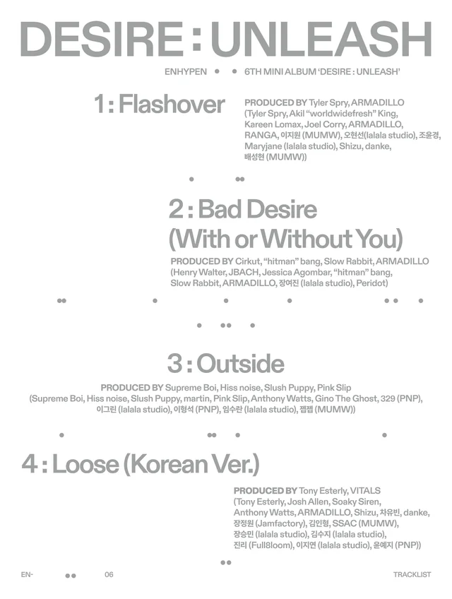 ENHYPEN Unveils Tracklist for 'Desire: Unleash' 2 ENHYPEN Unveils Tracklist for Desire Unleash