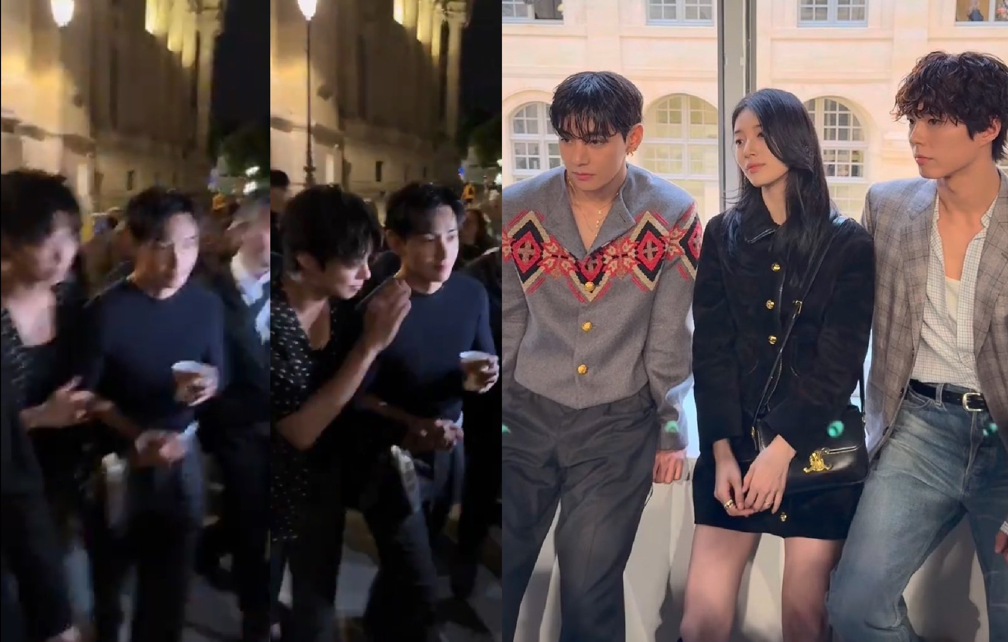 BTS V and Park Bo Gum seen holding hands at Celine dinner, joined by Suzy at fashion show