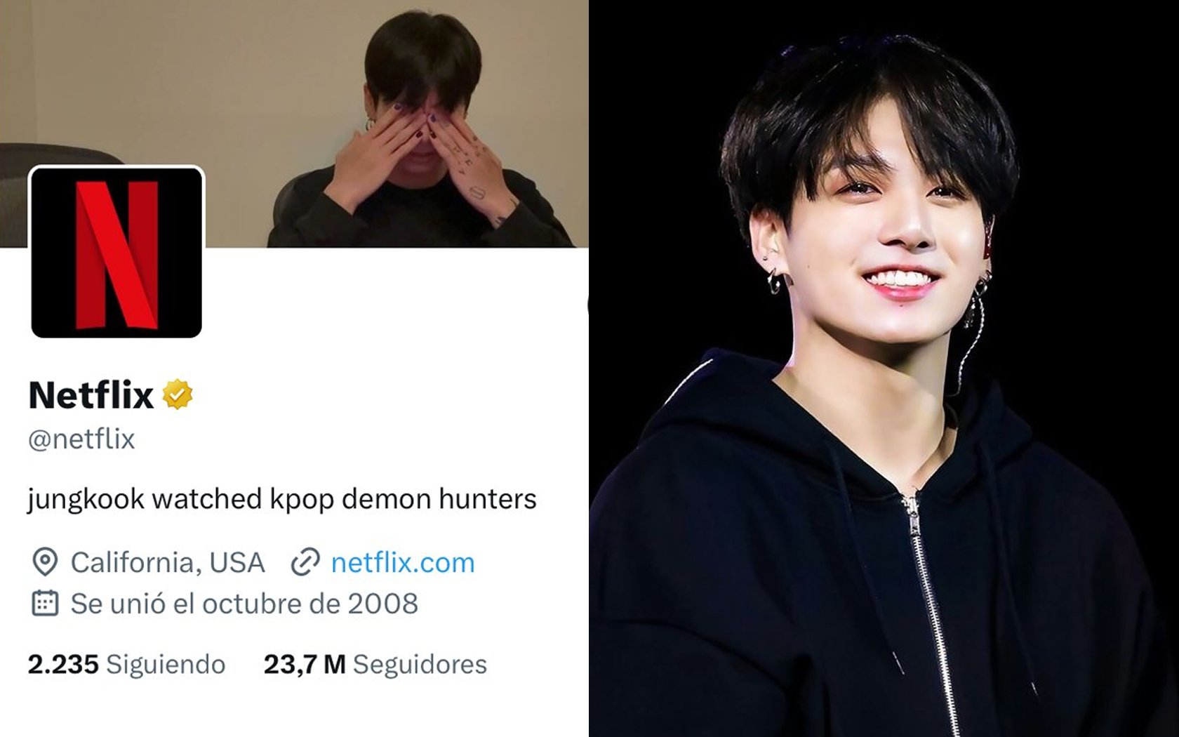 BTS's Jungkook featured on Netflix's social media after he got emotional watching 'K-Pop Demon Hunters'