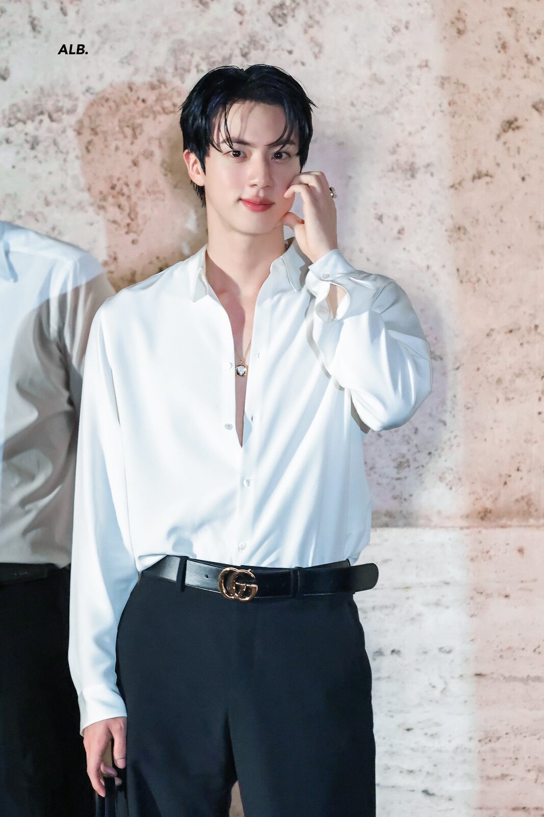 BTS’s Jin Stuns in Deep V-Neck Ensemble at Milan Fashion Week 6 Jin Full Look