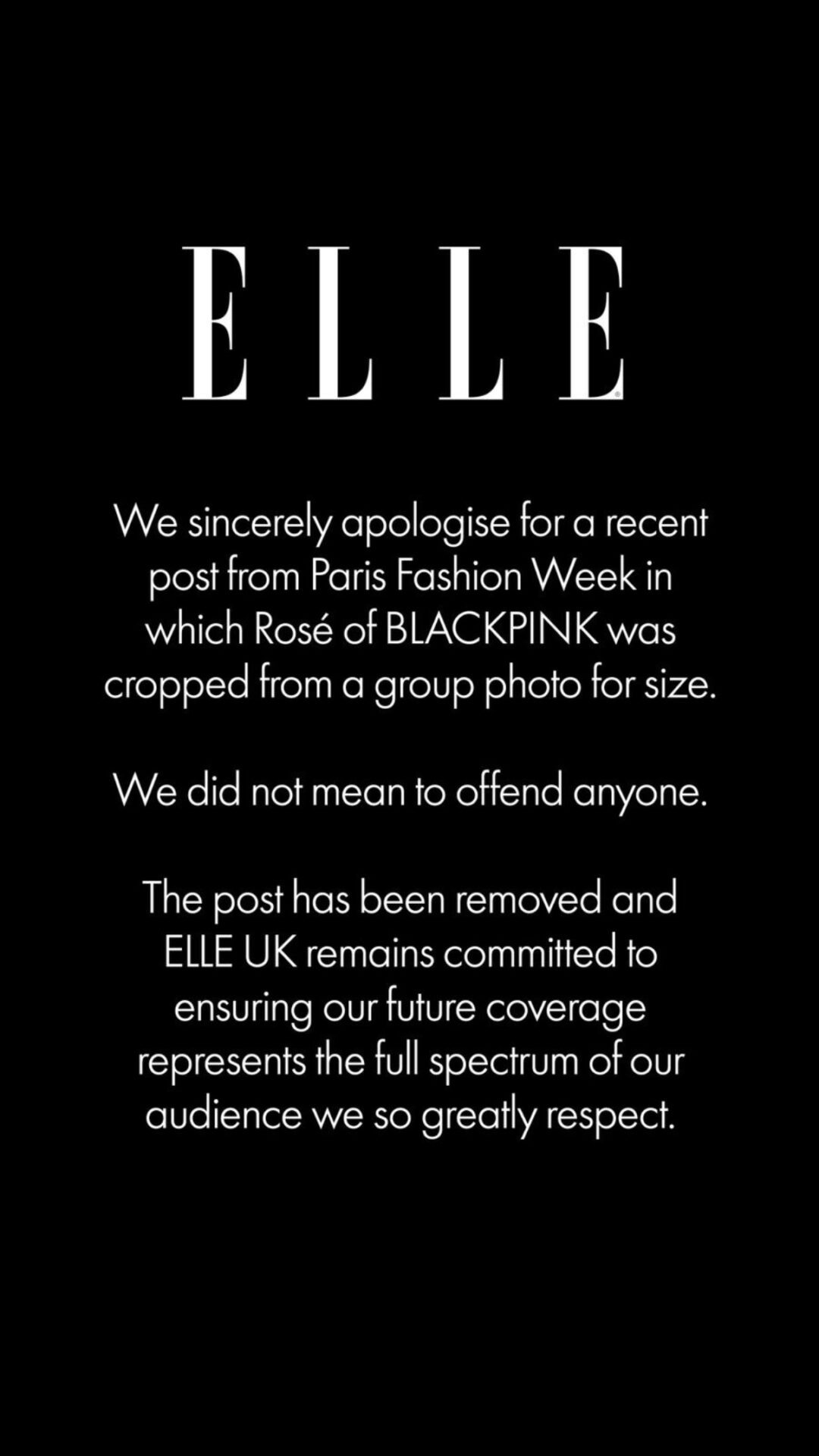 ELLE UK Issues Apology for Cropping Out BLACKPINK Rosé, Sparking Stronger Backlash 2 ELLE UK apology