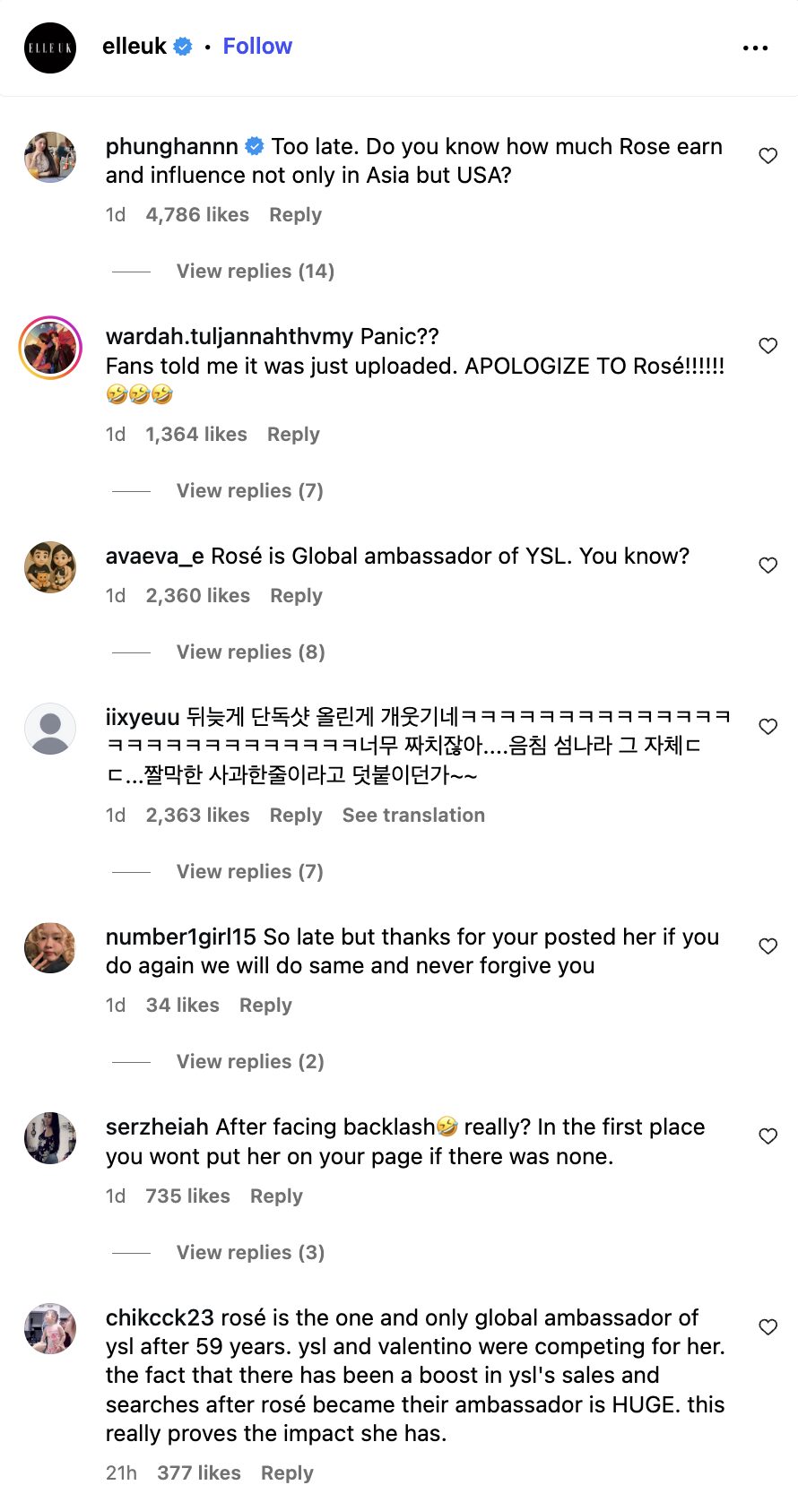ELLE UK Issues Apology for Cropping Out BLACKPINK Rosé, Sparking Stronger Backlash 4 Comments on ELLE UK’s post