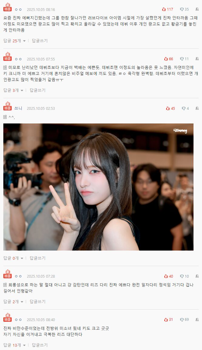 Fourth Generation Idol's Popularity Surges Following Significant Weight Transformation 3 Korean netizen comments on Liz