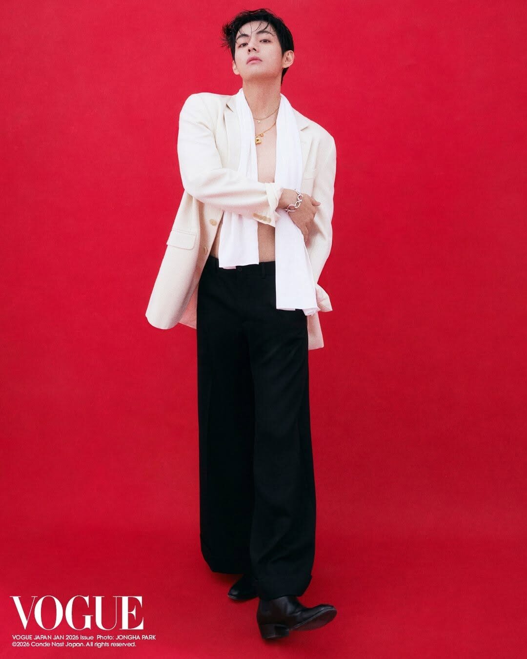 BTS’s V Creates Buzz With Shirtless Photoshoot 1 V Vogue Japan