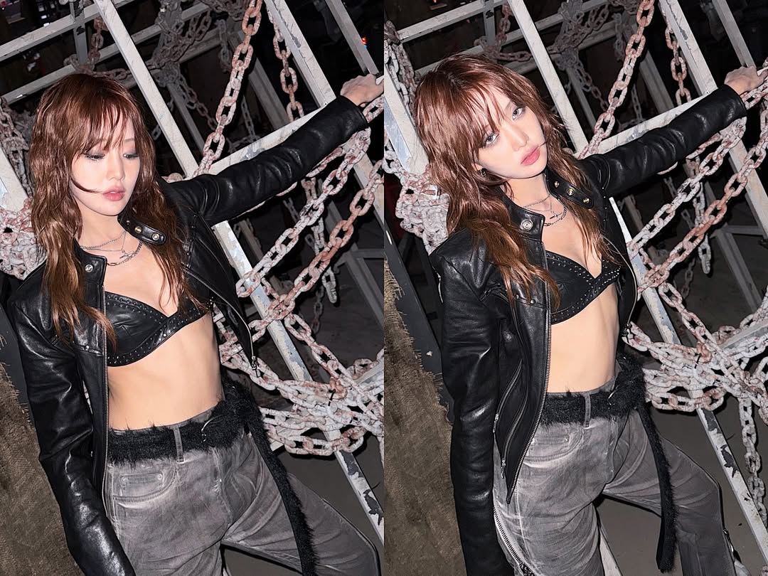 Fourth Generation Idol Sparks Reactions Wearing Leather Bra Ensemble 1 Minnie rocking her leather look