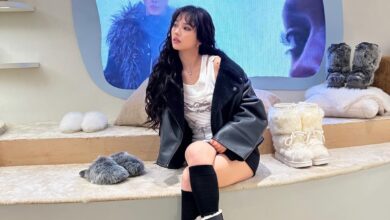 Soyeon in white lace outfit