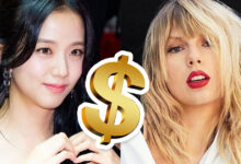 Jisoo and Taylor Swift in Clio Peppiatt dress