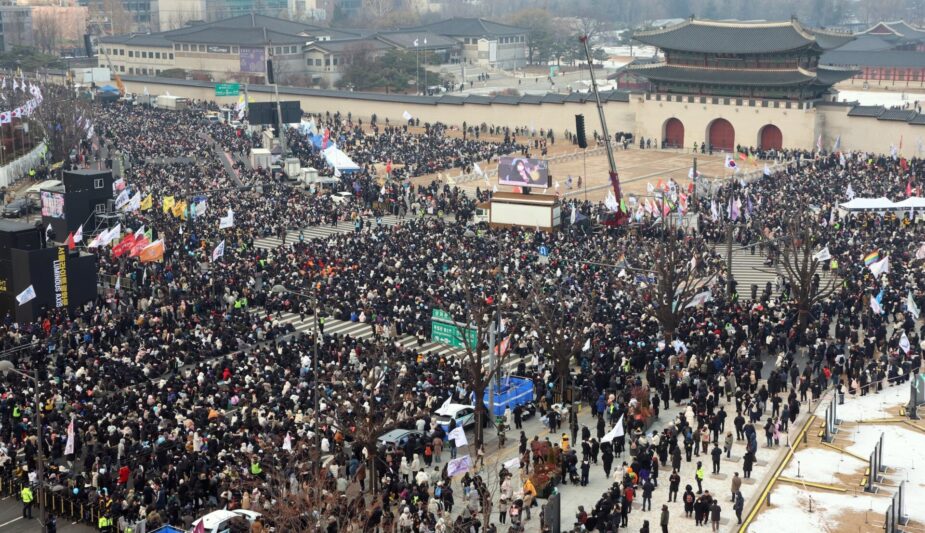 Pro-democracy protests at Gwanghwamun in December 2024