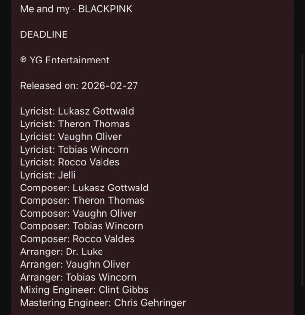 BLACKPINK’s Full Album Leaks Accidentally — Credits Feature Alleged Rapist 3 Dr. Luke credit