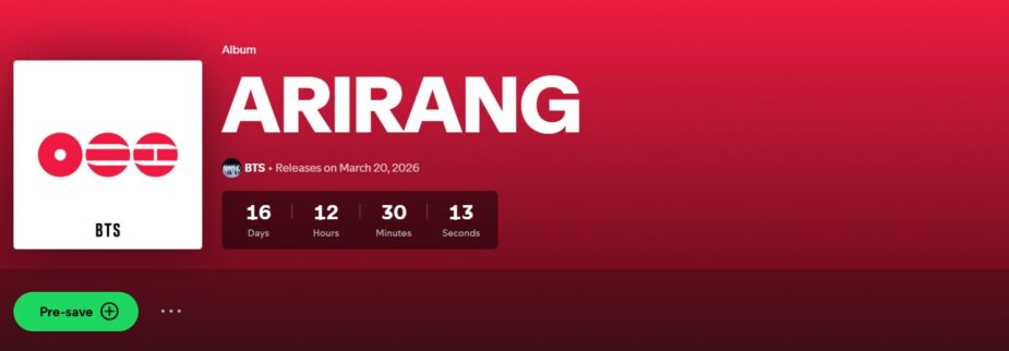 BTS Releases Extensive 14-Song Tracklist for "ARIRANG" 2 Tracklist on Spotify