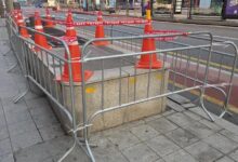 Blocked sidewalk vents for BTS concert