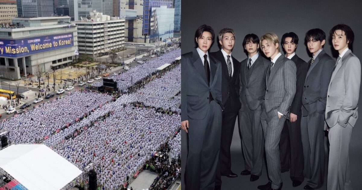 BTS Faces Backlash Over Empty Seats During Gwanghwamun Performance 1 BTS's Gwanghwamun Performance Sparks "Over-Inflation" Backlash With Empty Seats
