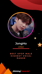 JongHo Best Kpop Male Highest Vocal Range Shining Awards