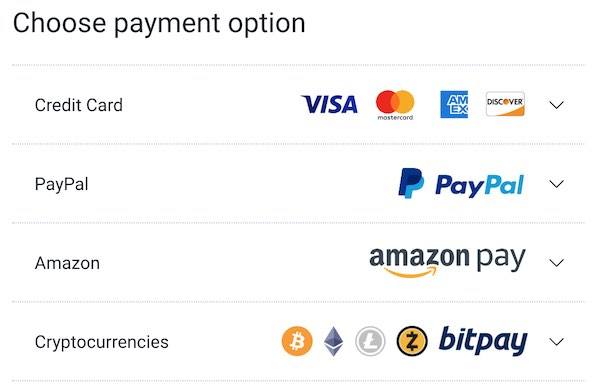 Private Internet Access payment methods