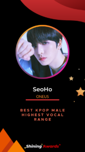SeoHo Best Kpop Male Highest Vocal Range Shining Awards
