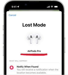 Lost Mode Airpods