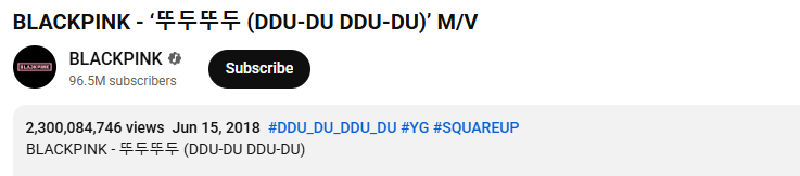 BLACKPINK's "DDU-DU DDU-DU" Becomes The First K-Pop Group MV To Reach 2.3 Billion Views on YouTube 2 Screenshot 2025 05 10 215718